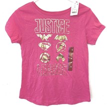 Justice League T Shirt Girls size 14 16 XL Pink Gold Logos ST20972 Leigh KC - £10.19 GBP