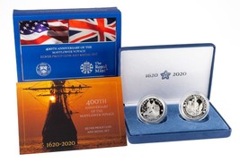 400th Anniversary of the Mayflower Voyage Silver Proof Coin + Medal Set - £175.16 GBP