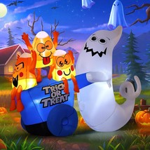 5.5 Ft Halloween Inflatables Outdoor Decorations Ghost With Candy Cart, Hallowee - £50.35 GBP