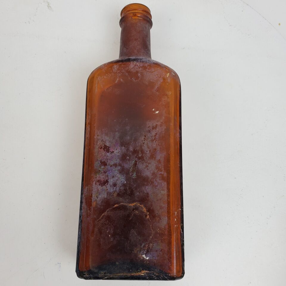 Large Vintage Amber Brown Apothecary Chemist Medicine Glass Bottle Jar 1... - $11.35