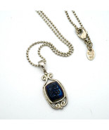 SAJEN deep blue window druzy pendant necklace - silver-tone bezel-set ir... - £11.85 GBP