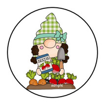 30 Gardening Gnome Envelope Seals Labels Stickers 1.5&quot; Round Vegetables Summer - £5.96 GBP