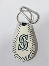MLB Seattle Mariners White  Leather Blue Seamed Keychain w/Carabiner Gam... - £19.10 GBP