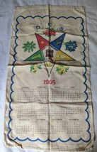 1965 Order Of The Eastern Star Oes Vintage Year Calendar Linen Tea Towel Art - £8.51 GBP