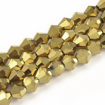 85 Bulk Beads Faceted Bicone Gold Wholesale Spacers 4mm Cone Strand - £3.16 GBP