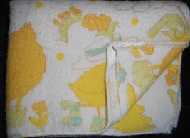 Vintage Baby Crib Receiving Blanket Easter Yellow Chicks Ducks Flowers Daisies - £26.57 GBP