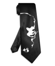 Keith Richards tie black satin silk hand-painted necktie - $28.00