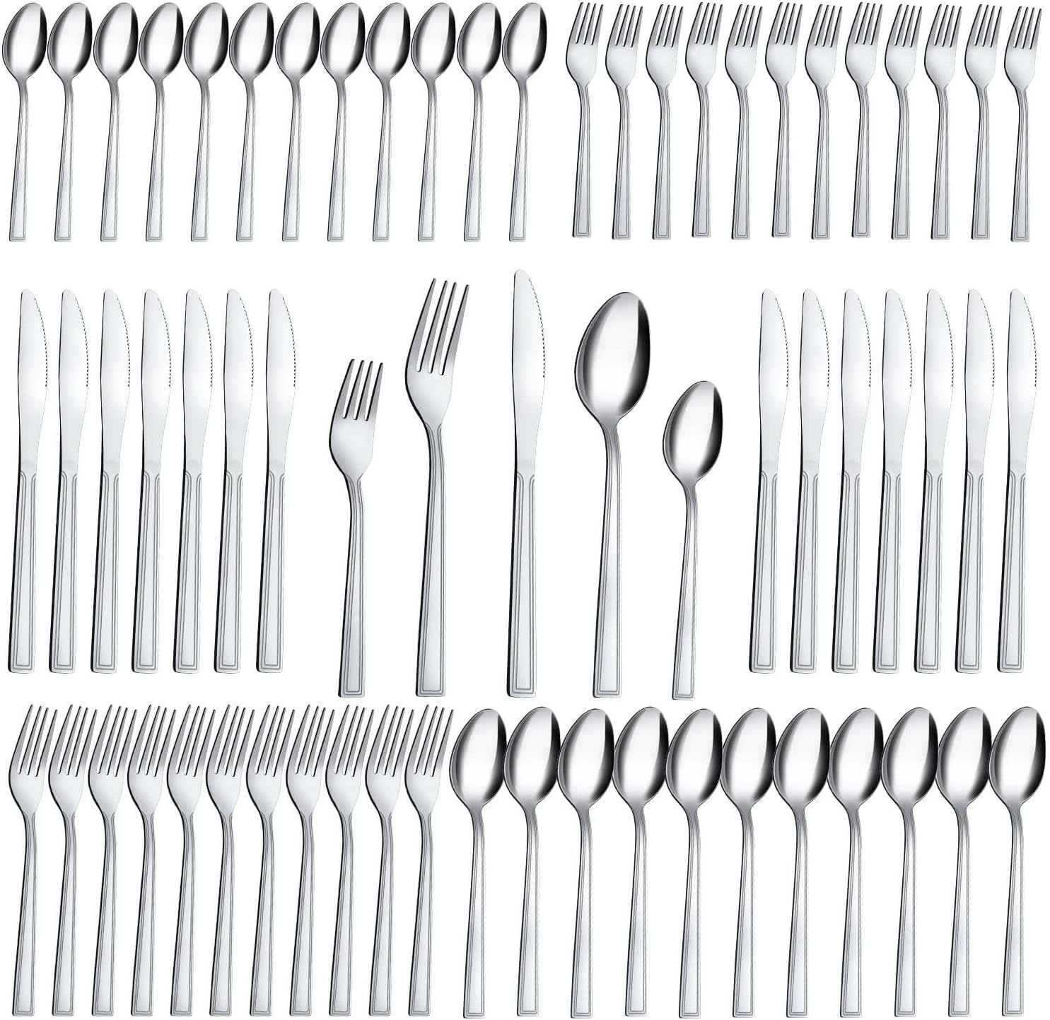 Silverware Set, Hunnycook 60-Piece Silverware Set For 12, Stainless Steel - $34.98