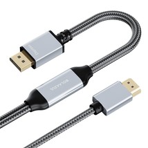 HDMI to DisplayPort Adapter Cable 4K 60Hz 6.6ft HDMI Source to DisplayPo... - £40.29 GBP