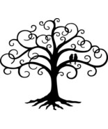 Love Bird Swirled Tree of Life - Metal Wall Art - Black 28&quot; x 24&quot; - $90.23