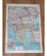 1928 VINTAGE MAP OF BALKANS ROMANIA YUGOSLAVIA SERBIA HUNGARY GREECE BUL... - £24.50 GBP