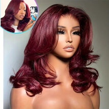 99j Burgundy Lace Front Wigs Human Hair Red 16inches 2.2 United States - $83.16