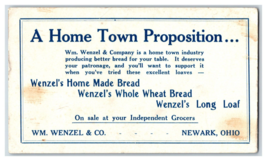 Vtg Advertising Ink Blotter William Wenzel &amp; Co Homemade Bread Newark Oh... - £24.03 GBP