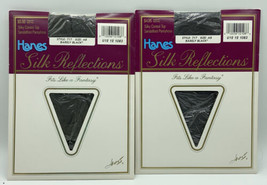 2 Hanes Silk Reflections Sheer Control Top Sandalfoot Pantyhose Size AB Black - £8.21 GBP