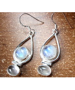 Moonstone in Hoop Accented with Rose Quartz Earrings 925 Sterling Silver - £15.54 GBP