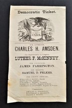 1890 antique POLITICAL DEMOCRATIC campaign Nh TICKET Chas AMSDEN governor - £69.62 GBP