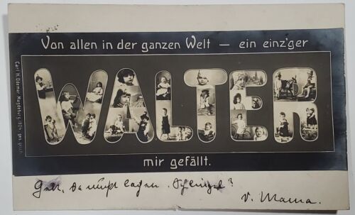 Large Letter Children RPPC Greetings WALTER from around World 1904 Postcard B27 - $12.95