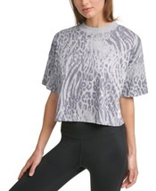 Calvin Klein Womens Performance Cropped Animal-Print T-Shirt,XS - $29.69