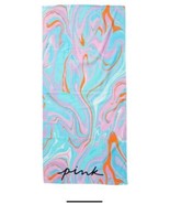 VICTORIAS SECRET PINK PLUSH TERRYCLOTH LOGO BEACH TOWEL TIE DYE MARBLE 5... - $35.22 CAD