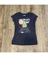 Star Wars Grogu Cute Girls Shirt ~ Sz XL/EG/TG ~ Gray &amp; Green ~ Short Sl... - £10.61 GBP