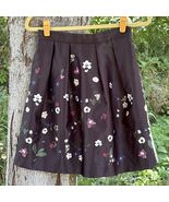 H&amp;M Flare Skirt Womens Size 6 Black Wild Flowers Pleated Mini High Waist... - €14,83 EUR