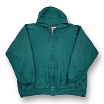 Vintage Warm Up Thermal Zip Up Hoodie Faded Forest Green Gym Sportswear XXL - $38.36