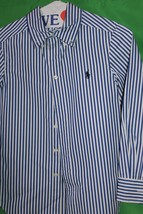 Ralph Lauren Blue And White Striped Dress Shirt Size Youth 8 - $29.69