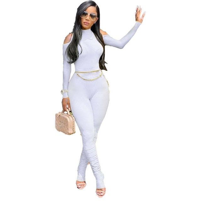 Long Sleeve Stacked One Piece Bandage Bodycon Jumpsuit Item image 8