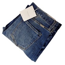 Kancan Mordekaiser High Rise Dad Jeans Size 9/28 Dark Wash Distressed Hem - £55.04 GBP
