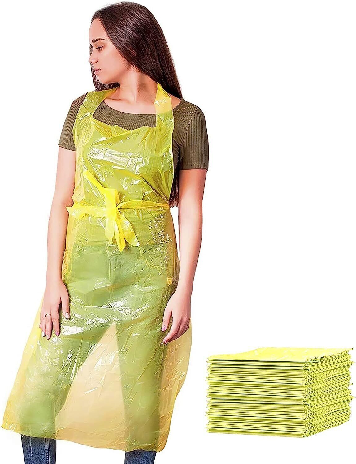 Primary image for 1000 Disposable Yellow Polyethylene Aprons 28 x 46 inches 1Mil