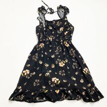 Wild Fable Black Floral Ruffle Sleeve Mini Dress Size XS Tie Back - $8.39