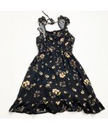 Wild Fable Black Floral Ruffle Sleeve Mini Dress Size XS Tie Back - $154.80 MXN