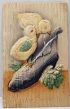 Easter Greeting Chicks on Shoe c1910 Heavy Embossed Postcard A17 - £7.03 GBP