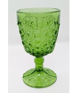 L G Wright Daisy &amp; Button 1960&#39;S Green 6&quot; Tall Wine Glass Goblet - $17.46 CAD