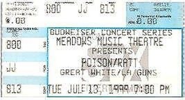 Vtg Poison Ratt Great White Ticket Stub July 13 1999 Hartford Connecticut - £35.78 GBP