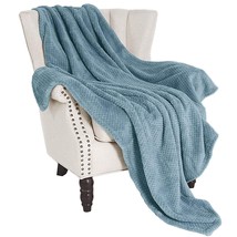 Waffle Textured Extra Large Fleece Blanket, Super Soft And Warm Throw Blanket Fo - £18.97 GBP