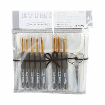 Etimo Crochet Hooks Set Royal Silver includes Silver Handle Scissors TP1166 - £83.87 GBP