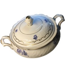 Vintage Schumann Bavaria Us Zone, Blue Flower W Gold Trim Tureen - Germany - £34.31 GBP