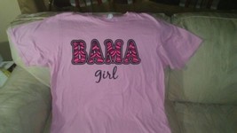 Bama Girl Women T Shirt L Pink Roll Tide Hot Pink Stripe Anvil Organic Alabama - £14.84 GBP