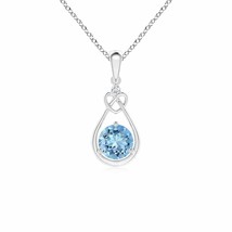 ANGARA 5mm Natural Aquamarine Knotted Heart Pendant with Diamond in Silver - £121.06 GBP+