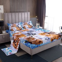 Kids Cute Cat Bedding Fitted Sheet Cartoon Pet Cats Bedding Sheets For C... - £52.97 GBP