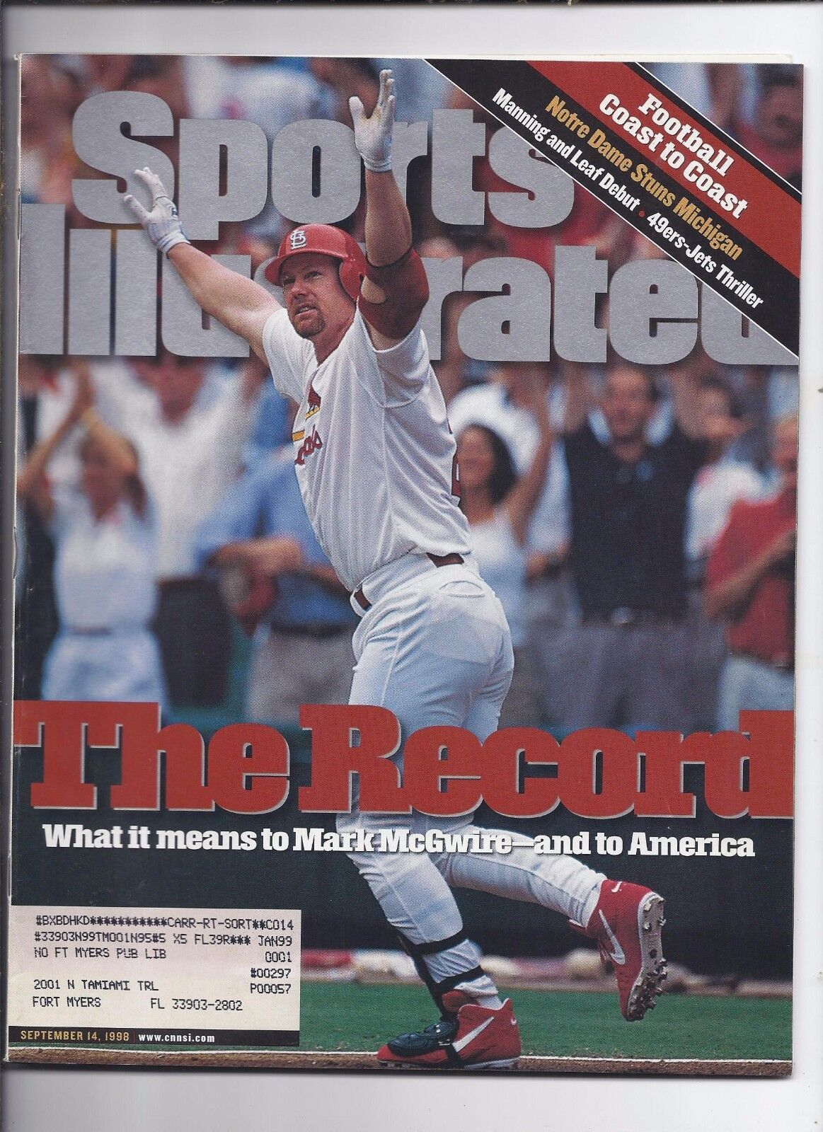 1998 Sports Illustrated Magazine September 14th Mark McGwire HR Record - $20.27
