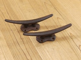 2 Cleat Boat Hooks Handles Pull Cast Iron Ship Dock Nautical Ties Rustic... - $21.05 CAD
