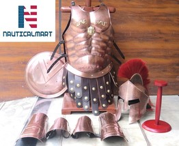 NauticalMart Reenactment Medieval Copper Spartan Set Muscle Armor Helmet W/Red - £183.05 GBP
