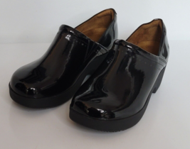 SFC Shoes for Crews Womens Shiny Glossy Black Clogs Nursing Size 6 Loafers - £25.99 GBP