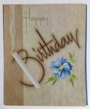 Happy Birthday Greeting Card c1950s Cigarette Blue Flower Unused NOS - $6.99