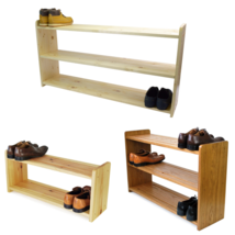 2/3 TIERS Handmade Shoe Rack Footwear Organiser Wooden Storage Shelves Stand UK - £19.16 GBP+
