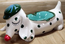 Vintage Kitschy Ceramic Spotted Dog  Ashtray Trinket Dish Dachshund Adorable - £21.57 GBP
