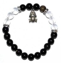 8mm Obsidian, Goldsheen/ Quartz with Frog - $35.49