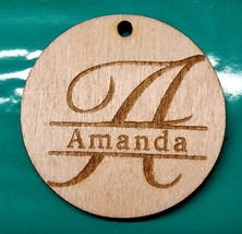 Personalised Round Keyring  Name fob tag Handmade Wooden Laser Engraved 45mm - £1.38 GBP+